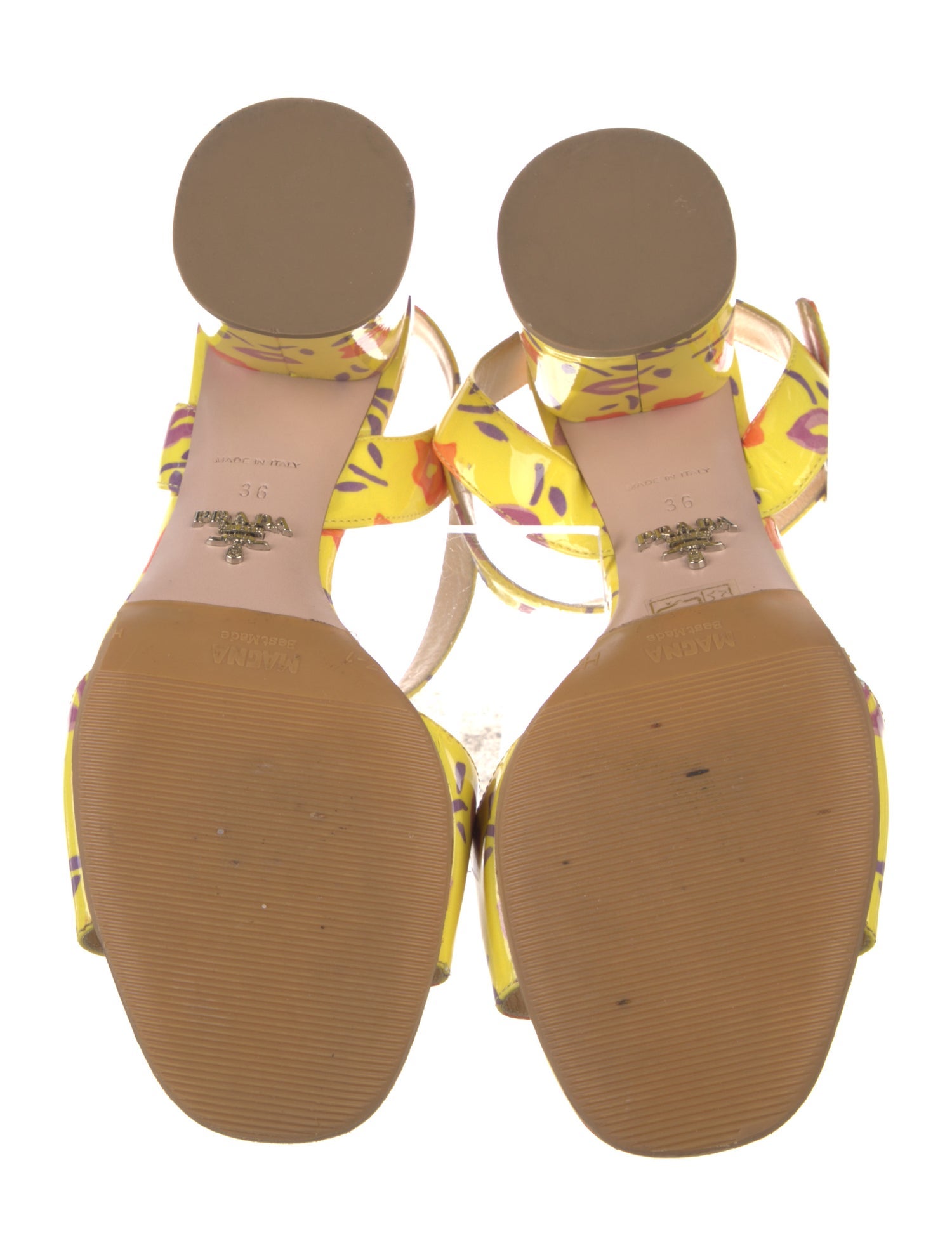 Prada Patent Leather Floral Print Sandals